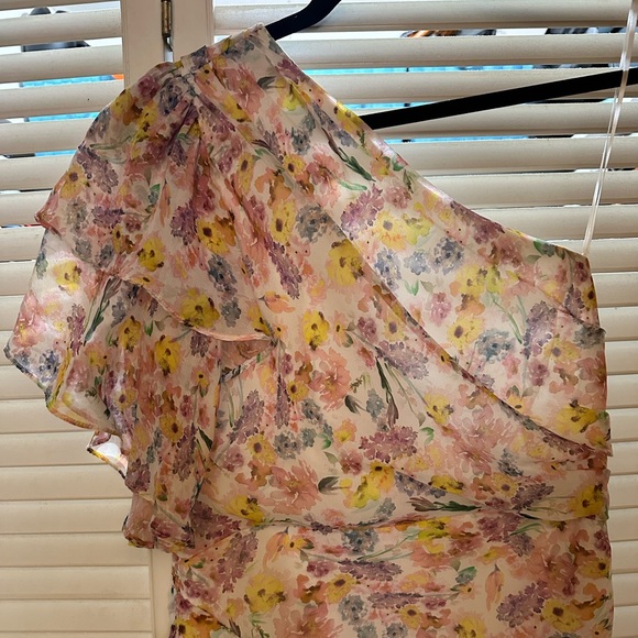 AMUR Clayton dress — floral one shoulder size 4 - Picture 5 of 6